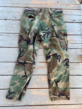 Men's Large Regular Camo Cargo Pants - Green Woodland